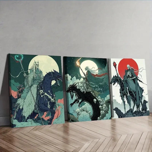 3pcs The Queen of Death Wall Art Set Canvas Framed 50x70cm - High Quality Print 100% Australian Made Wall Canvas Ready to Hang