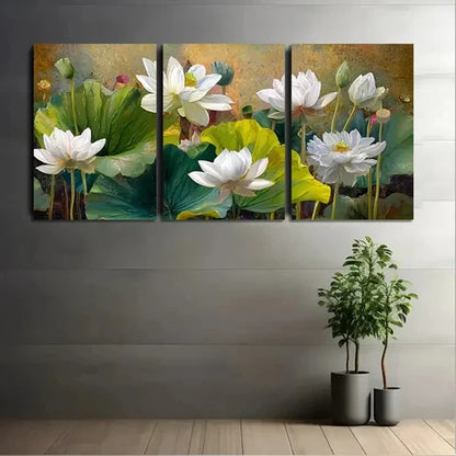 3pcs Green Leaves With Calm Water Wall Art Set Canvas Unframed - High Quality Print 100% Australian Made Wall Canvas