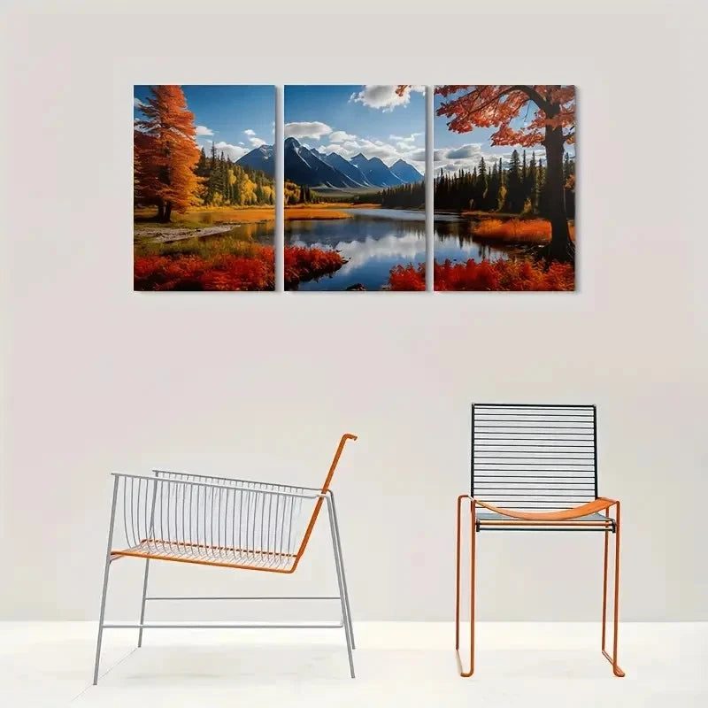 3pcs Autumn Nature Scenery Clouds Metal Print Ready to Hang Art - Bella Home Decor