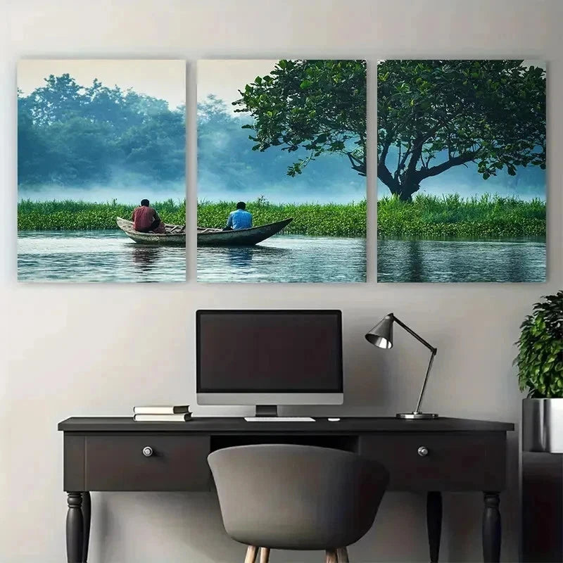 3pcs Botanical Bangladesh Decor Travel Perfect Wall Art Set Canvas Framed 60x90cm - High Quality Print 100% Australian Made Wall Canvas Ready to Hang - Bella Home Decor