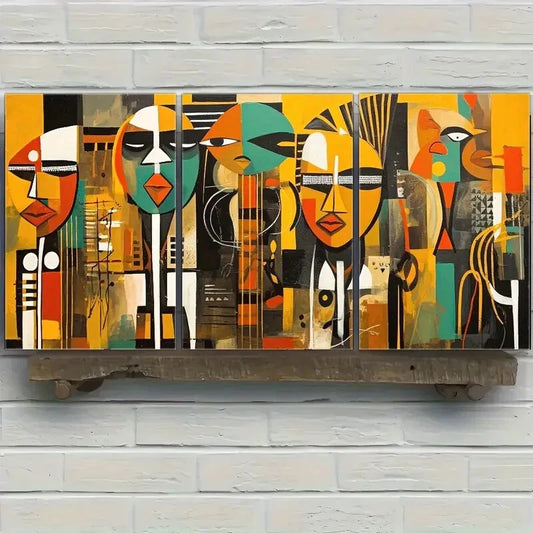 3pcs Abstract Art Decoration Poster African Tribal Metal Print Ready to Hang Art