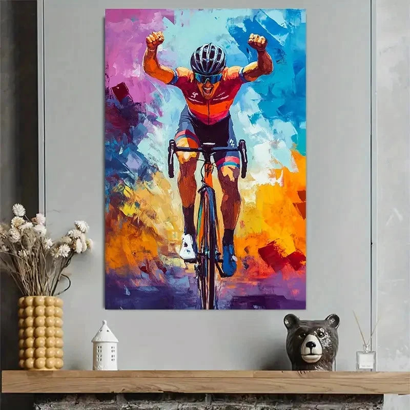Modern Bicycle Racer Abstract Sports Poster 40x60cm Metal Print Ready to Hang