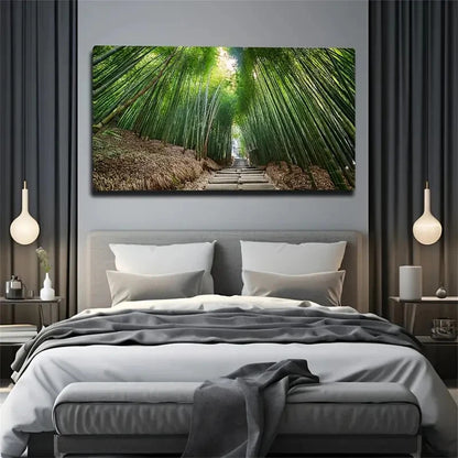Bamboo Forest Path Suitable Wall Art Canvas Office Home Room Framed 120x60cm