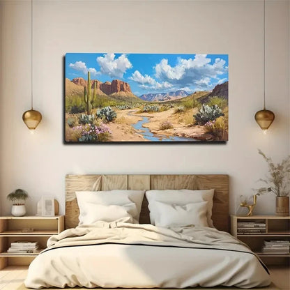 Desert Landscape Vibrant Cacti Wall Art Canvas Office Home Room Framed 120x60cm