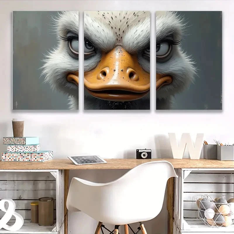 3pcs Closure of Ostrich Painting  Wall Art Set Canvas Framed 60x90cm - High Quality Print 100% Australian Made Wall Canvas Ready to Hang - Bella Home Decor