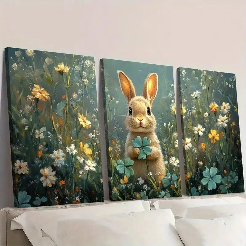 3pcs Bunny Bunny  BB   Wall Art Set Canvas Framed 60x90cm - High Quality Print 100% Australian Made Wall Canvas Ready to Hang - Bella Home Decor
