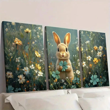 3pcs Bunny Bunny  BB   Wall Art Set Canvas Framed 60x90cm - High Quality Print 100% Australian Made Wall Canvas Ready to Hang - Bella Home Decor