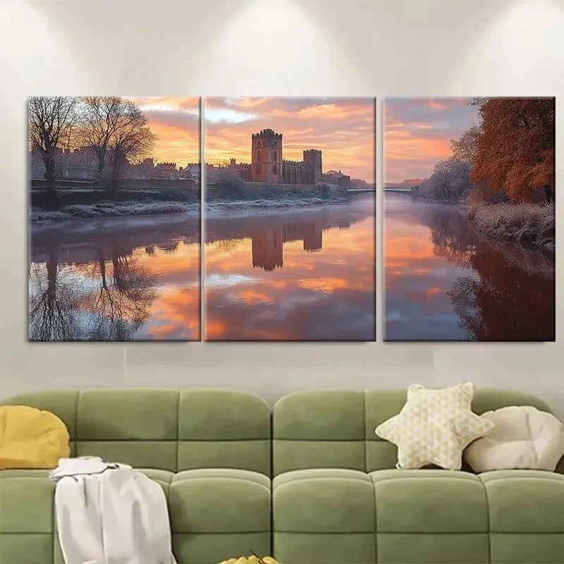 3pcs Durham Cathedral Castle RI  Wall Art Set Canvas Framed 40x60cm - High Quality Print 100% Australian Made Wall Canvas Ready to Hang - Bella Home Decor