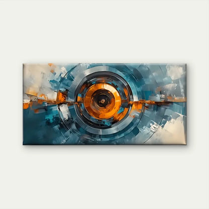 Blue & Orange Spiral Design Wall Art Canvas Office Home Room Framed 120x60cm