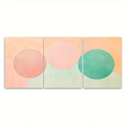 3pcs Peach Mint Green and Pink Zen-Inspired Wall Art Set Canvas Framed 60x90cm - High Quality Print 100% Australian Made Wall Canvas Ready to Hang