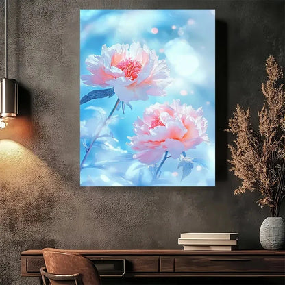 Beautiful Pastel Pink & Blue Design Painting 40x60cm Metal Print Ready to Hang - Bella Home Decor