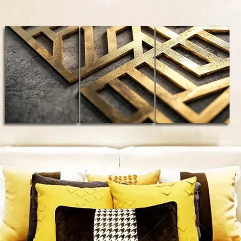 3pcs Complex Geometric Pattern Wall Art Canvas Unframed - High Quality Print 100% Australian Made Wall Canvas - Bella Home Decor