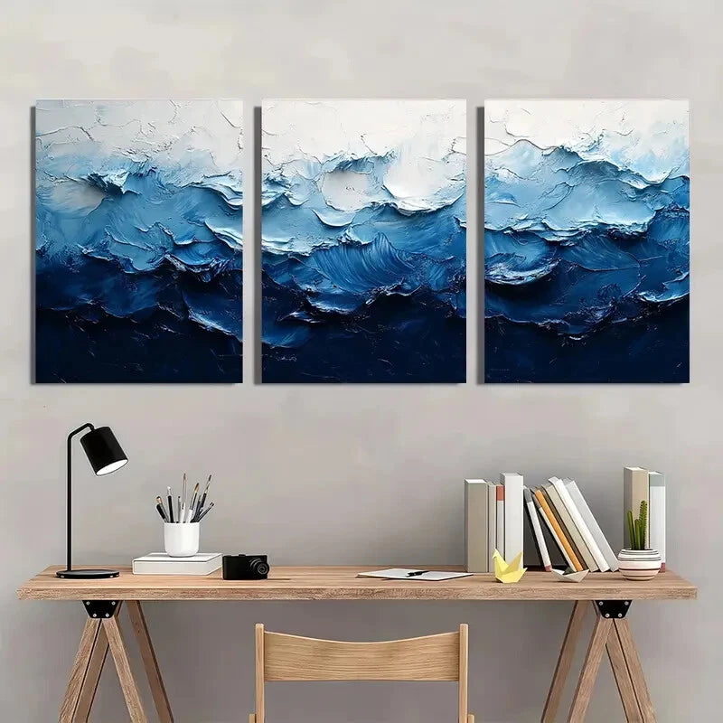 3pcs Acrylic Black and White Abstract Painting Metal Print Ready to Hang Art - Bella Home Decor