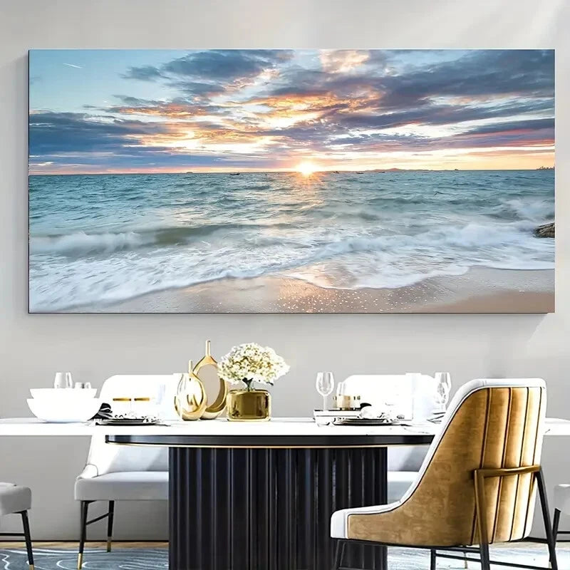 Ocean Sunset Sky Seascape Wall Art wall canvas office home room framed 120x60cm - Bella Home Decor