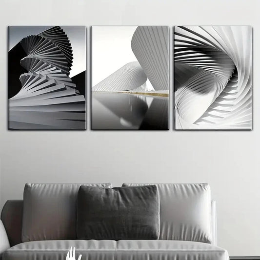 3pcs black and white abstract creative Metal Print Ready to Hang Art