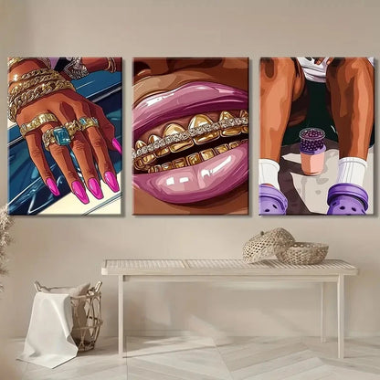 3pcs Vibrant Wildflower & Bookshelf Metal Print Ready to Hang Art - Bella Home Decor