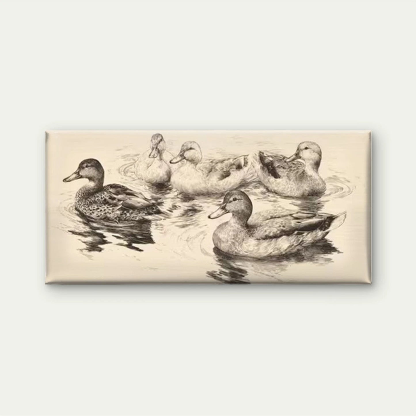 Abstract Ducks Water Scene Wall Art Canvas Office Home Room Framed 120x60cm