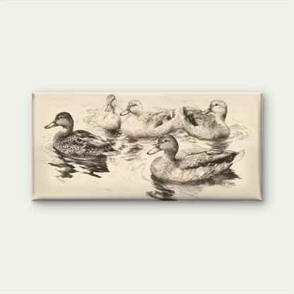 Abstract Ducks Water Scene Wall Art Canvas Office Home Room Framed 120x60cm