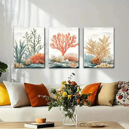 3pcs Coastal Coral Reef Ocean Perfect Design Wall Art Set Canvas Framed 60x90cm - High Quality Print 100% Australian Made Wall Canvas Ready to Hang - Bella Home Decor