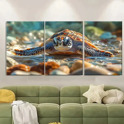 3pcs Baby Sea Turtle Ocean ER Wall Art Set Canvas Framed 40x60cm - High Quality Print 100% Australian Made Wall Canvas Ready to Hang - Bella Home Decor