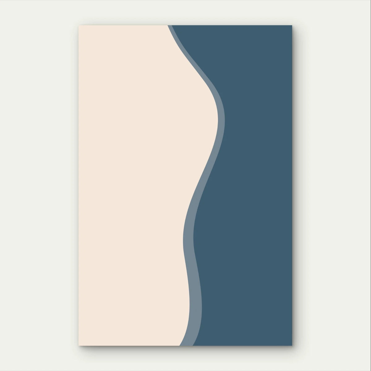 Minimalist Blue and Beige Curved Colour 40x60cm Metal Print Ready to Hang