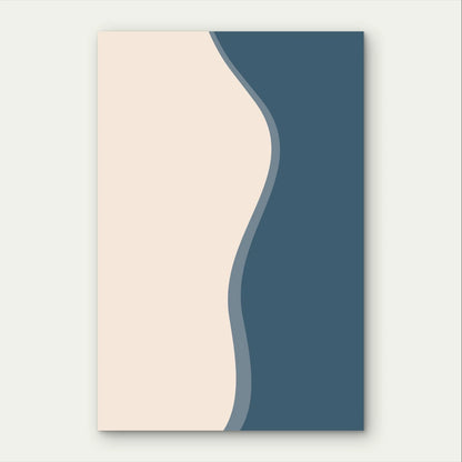 Minimalist Blue and Beige Curved Colour 40x60cm Metal Print Ready to Hang