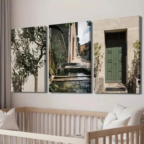 3pcs Green Olive Trees at Malta Home Wall Art Canvas Unframed - High Quality Print 100% Australian Made Wall Canvas