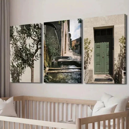 3pcs Green Olive Trees at Malta Home Wall Art Canvas Unframed - High Quality Print 100% Australian Made Wall Canvas
