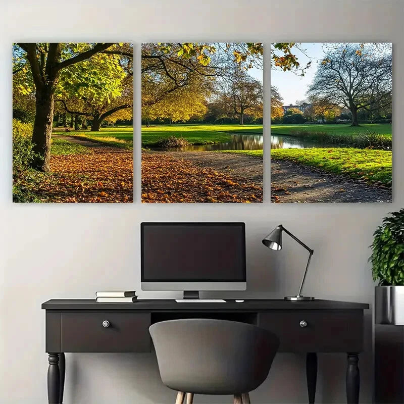 3pcs Kelsey Park London Tranquil Park Scene Metal Print Ready to Hang Art - Bella Home Decor