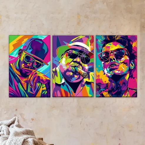 3pcs Featuring 'The Three Stooges Wall Art Set Canvas Unframed - High Quality Print 100% Australian Made Wall Canvas