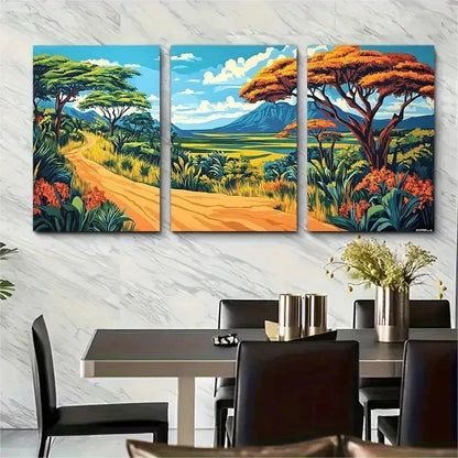 3pcs Malawi African Decor Home Perfect Wall Art Set Canvas Framed 50x70cm - High Quality Print 100% Australian Made Wall Canvas Ready to Hang