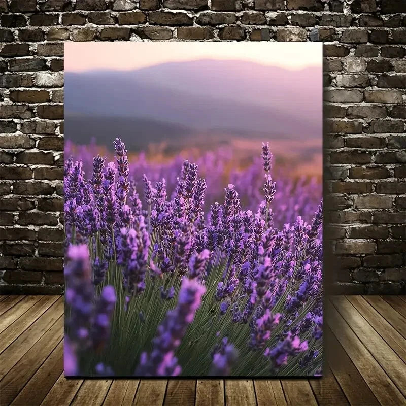 Beautiful Vibrant Purple Blooms & Mountain Landscape 40x60cm Metal Print Ready to Hang - Bella Home Decor