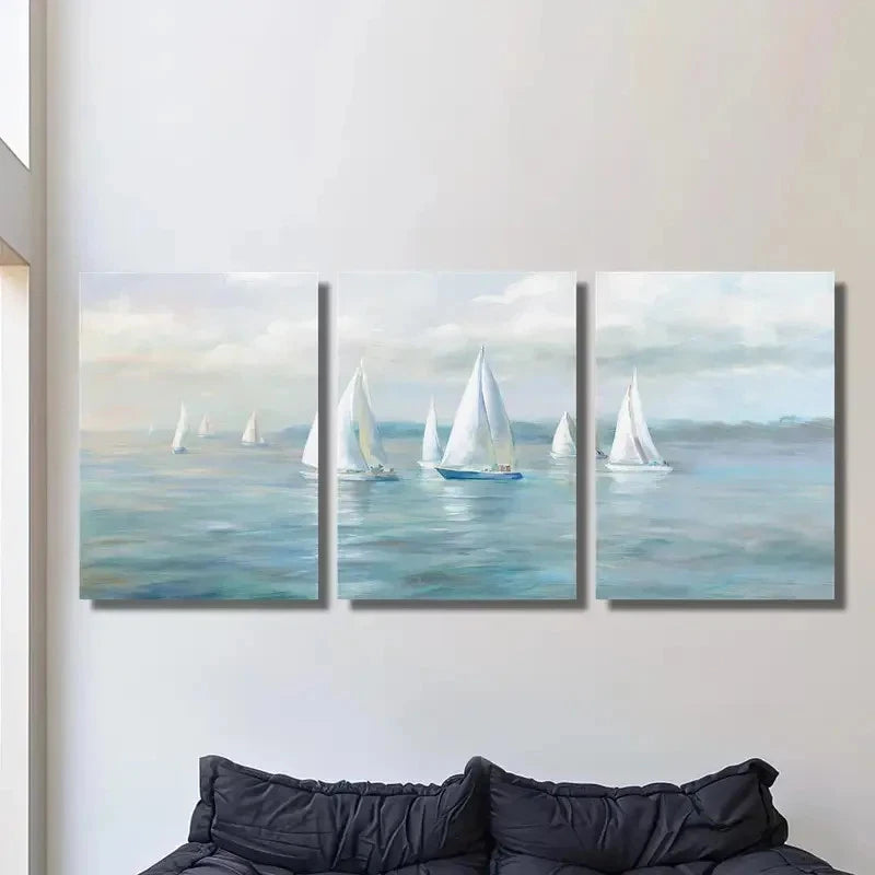 3pcs Set of Sailboat SS   Wall Art Canvas  Framed 60x90cm - High Quality Print 100% Australian Made Wall Canvas Ready to Hang - Bella Home Decor