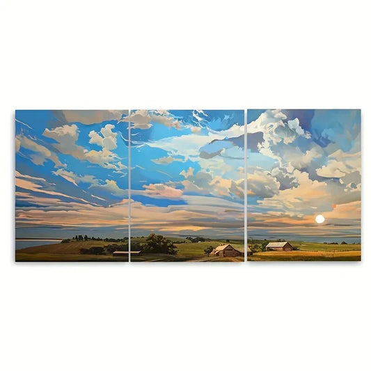 3pcs Rustic Countryside Prairiecore Farmhouse Metal Print Ready to Hang Art