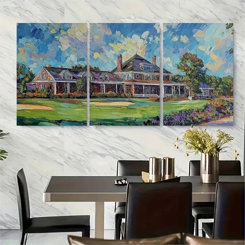 3pcs Club Golf Course Clubhouse Metal Print Ready to Hang Art - Bella Home Decor