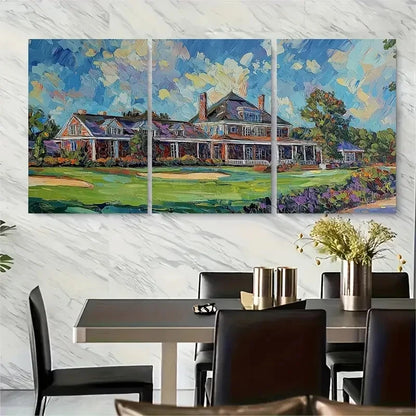 3pcs Club Golf Course Clubhouse Metal Print Ready to Hang Art - Bella Home Decor