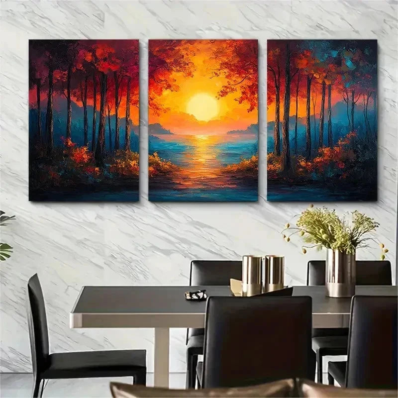 3pcs Textured Impasto Nature Landscape Perfect Wall Art Set Canvas Framed 50x70cm - High Quality Print 100% Australian Made Wall Canvas Ready to Hang