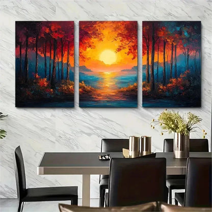 3pcs Textured Impasto Nature Landscape Perfect Wall Art Set Canvas Framed 50x70cm - High Quality Print 100% Australian Made Wall Canvas Ready to Hang