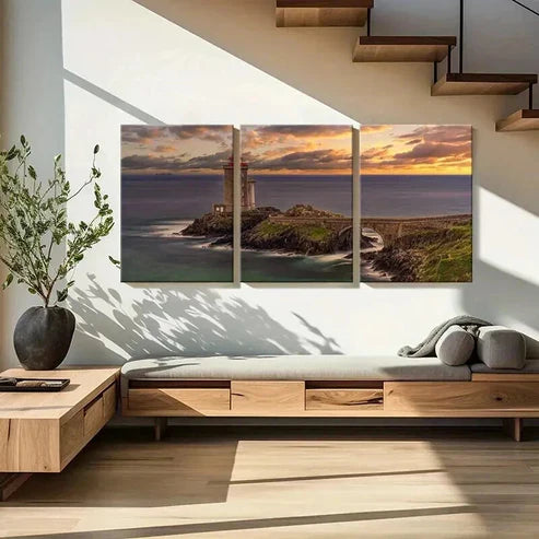 3pcs Ocean Coastline Lighthouse Nature Landscape Wall Art Set Canvas Unframed - High Quality Print 100% Australian Made Wall Canvas