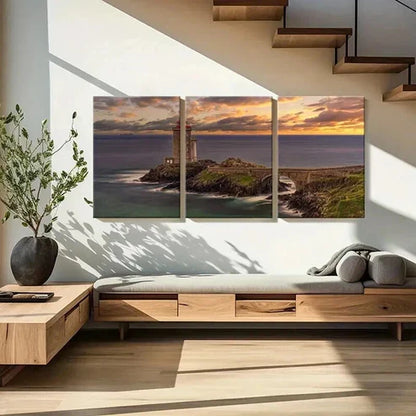 3pcs Ocean Coastline Lighthouse Nature Landscape Wall Art Set Canvas Unframed - High Quality Print 100% Australian Made Wall Canvas