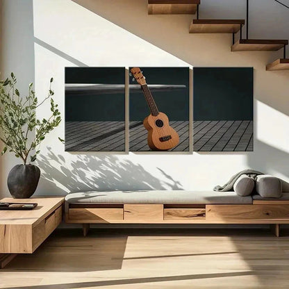 3pcs Guitar Musical Instrument Decoration Wall Art Set Canvas Framed 50x70cm - High Quality Print 100% Australian Made Wall Canvas Ready to Hang