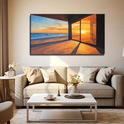 Modern Beach House Suitable Wall Art Canvas Office Home Room Framed 120x60cm