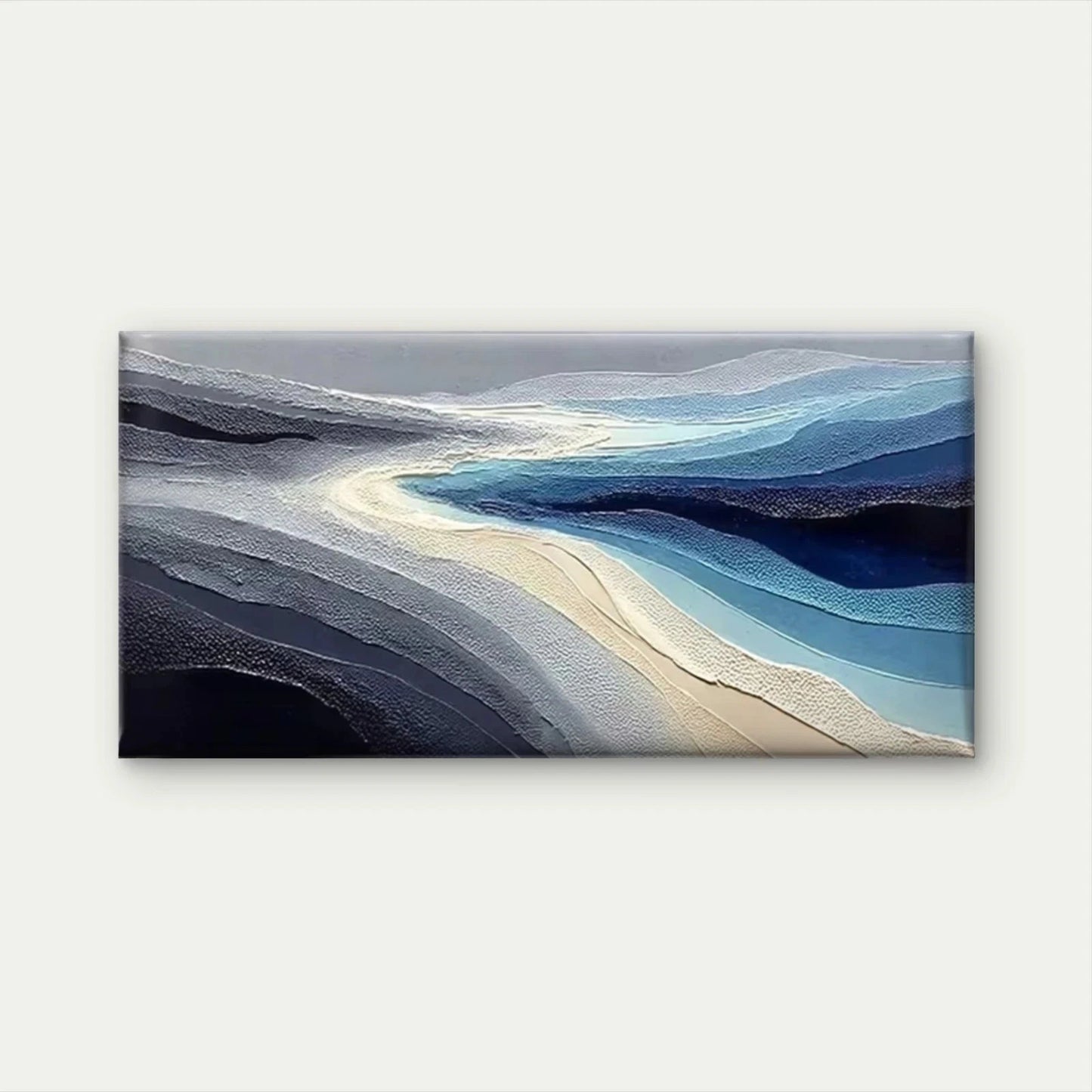 Abstract Ocean Wave Blue Wall Art Canvas Office Home Room Framed 120x60cm