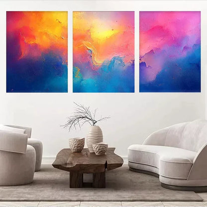 3pcs Vibrant Modern Abstract Colorful Gradient Wall Art Set Canvas Unframed - High Quality Print 100% Australian Made Wall Canvas
