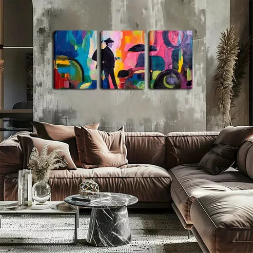 3pcs Vibrant Abstract Men’s Wall Art Set Wall Art Canvas Unframed - High Quality Print 100% Australian Made Wall Canvas
