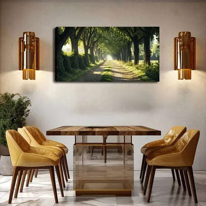 Forest Pathway With Lush Greene Wall Art Canvas Office Home Room Framed 120x60cm