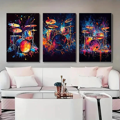 3pcs Vibrant Music Instrument VMI   Wall Art Canvas Framed 40x60cm - High Quality Print 100% Australian Made Wall Canvas Ready to Hang - Bella Home Decor