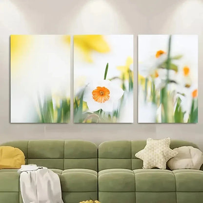 3pcs Spring Daffodil Field Metal Print Ready to Hang Art