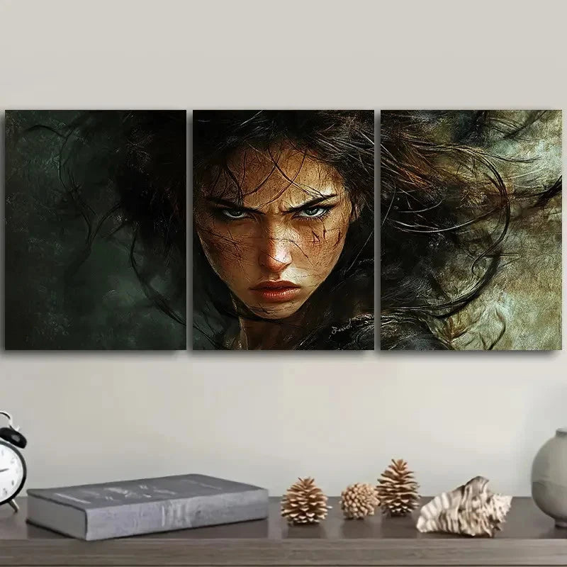 3pcs an angry young woman Wall Art Set Canvas Framed 60x90cm - High Quality Print 100% Australian Made Wall Canvas Ready to Hang - Bella Home Decor