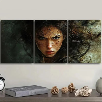3pcs an angry young woman Wall Art Set Canvas Framed 60x90cm - High Quality Print 100% Australian Made Wall Canvas Ready to Hang - Bella Home Decor